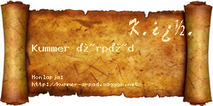 Kummer Árpád névjegykártya