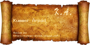 Kummer Árpád névjegykártya