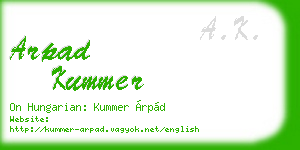 arpad kummer business card
