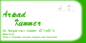 arpad kummer business card